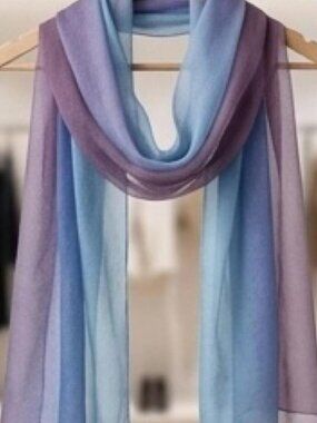 Purple Blue Ombre Silk Feel Scarf Beach Wrap Boho Festival Y2K Headscarf
